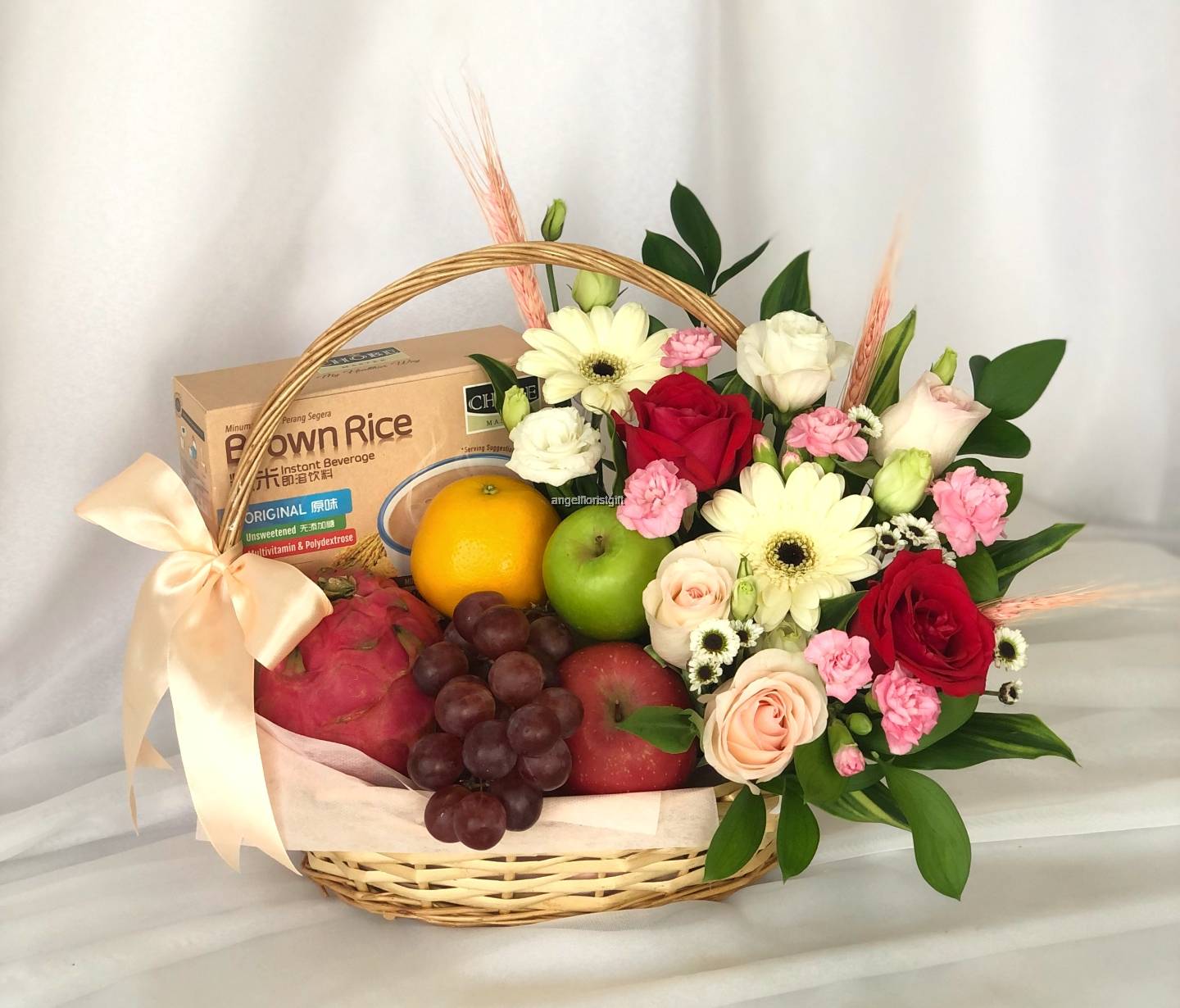 Flower, Fruit and Healthy Gifts Basket