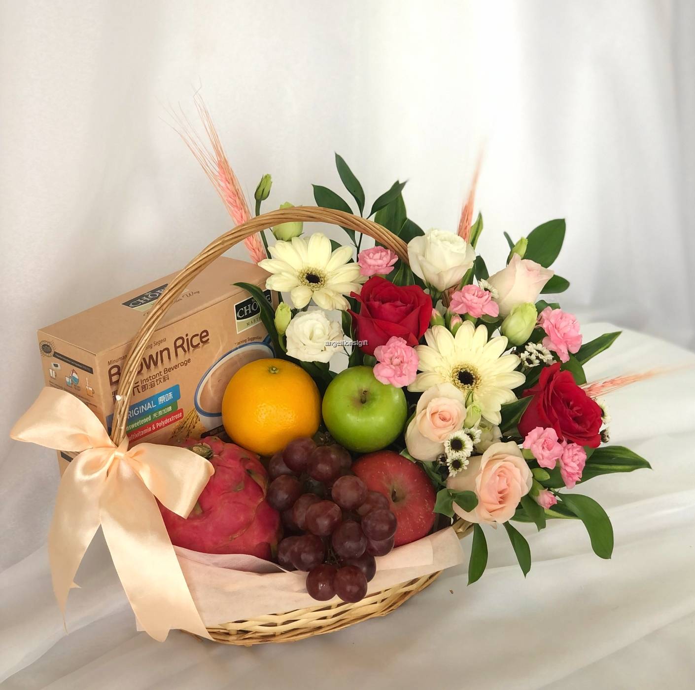 Flower, Fruit and Healthy Gifts Basket
