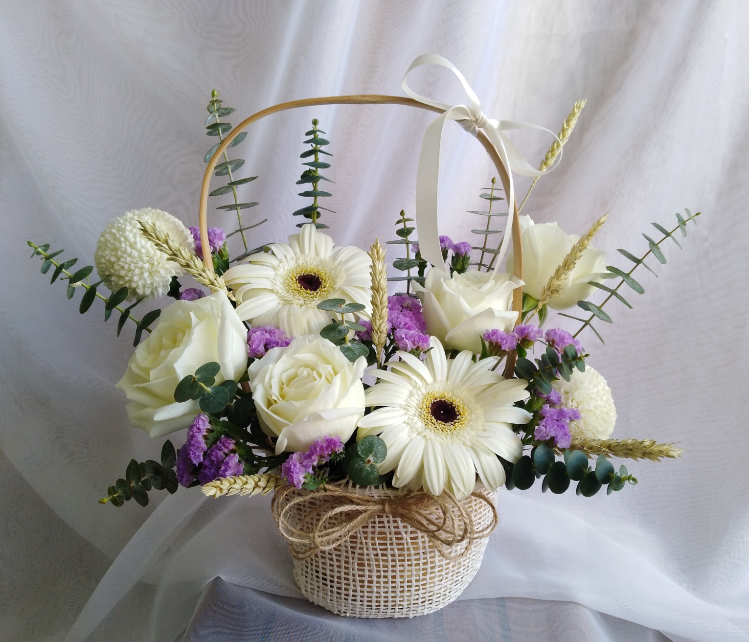 White flowers Basket